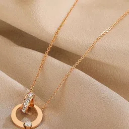 MYKI Rose Gold-Plated CZ-Studded Pendant With Chain image 2