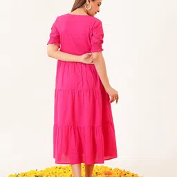 Fashiana Embroidered Puff Sleeve Fit & Flare Midi Dress image 2