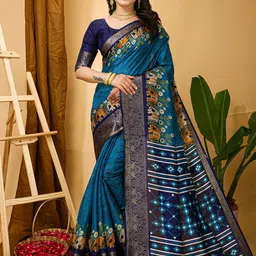 HERE&NOW Ethnic Motifs Zari Art Silk Banarasi Saree-picture-14