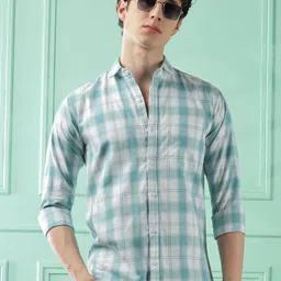 WOXEN Men Original Tartan Checks Checked Casual Shirt-image-74