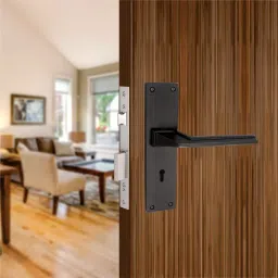 Atom Zinc Alloy Black Door Handle Lock Set, MH-ZN-O54-KY-BLK image 2