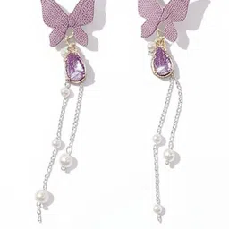 Vembley Silver-Plated Alloy Cubic Zirconia Drop Earrings image 5