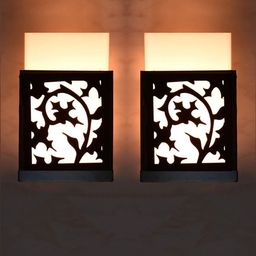 Gojeeva Black & White 2 Pieces Textured Contemporary Wooden Rectangle Shaped Wall Lamp-picture-11