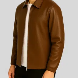 Raxedo Men Leather Bomber Jacket image 2
