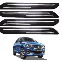 SCA Rubber Car Side Bumper Protector Guard with Double Chrome Strip for Maruti Suzuki Baleno Old Model Black (Set of 4)-picture-24