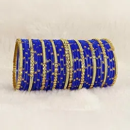 TRIOXY Blue Glass Artificial Stones & Beads Bangle image 2