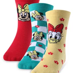 Cute Walk by Babyhug Disney   Cotton Blend Knit  Anti-Bacterial Ankle Length Socks Minnie Mouse Family Graphics Pack of 3 - Multicolour-picture-25