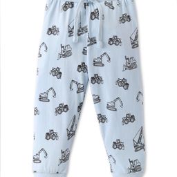 Babyhug Cotton Knit Full Length Lounge Pant with Vehicle Print - Blue-image-74