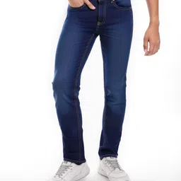 Pine Kids Denim Woven Full Length Washed Jeans - Navy Blue-picture-27