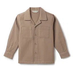 Tales & Stories Cotton Woven Full Sleeves Solid Shirt - Brown-picture-18