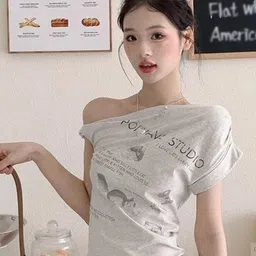 LULU & SKY Women Typography Print Off-Shoulder Extended Sleeves Top-picture-28