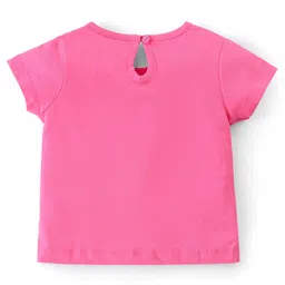 Babyhug 100% Cotton Half Sleeves Tee with Text Graphics - Pink image 2