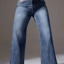 Miss Chase A+ Women Wide Leg High-Rise Heavy Fade Stretchable Jeans-picture-43