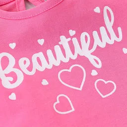 Babyhug 100% Cotton Half Sleeves Tee with Text Graphics - Pink image 3