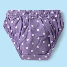 Babyhug 100% Cotton Knit Antibacterial Panties with Floral & Polka Dots Print Pack of 3 - Pink Lilac & White image 3