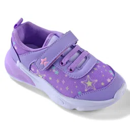 Cute Walk by Babyhug Velcro Closure Sneaker Shoes With Star Print - Purple image 3