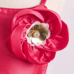 Saka Designs Sleeveless Choli & Lehenga Set with Golden Border Dupatta Floral Applique & Print - Magenta Peach image 4