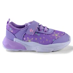 Cute Walk by Babyhug Velcro Closure Sneaker Shoes With Star Print - Purple image 4