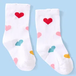 Cute Walk by Babyhug Knitted Anti-Bacterial Ankle Length Socks With Heart Design Pack of 3 - Lilac White & Peach image 5