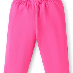 Babyhug Single Jersey Knit Sleeveless Top & Leggings Set with Floral Print & Bow Applique - Pink & White image 5