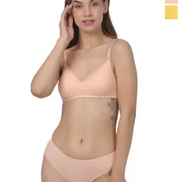 Liigne Women Pack Of 2 Everyday Padded Bra Pure Cotton Lingerie Set-picture-35