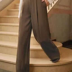 BROADSTAR Women Smart Loose Fit High-Rise Easy Wash Pleated Korean Trousers-picture-28