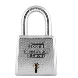 Foora PrimeGuard 60 mm Silver Glossy Finish Iron Padlock with 3 Keys and 1 Key Chain, FO-PG 60 P image 3