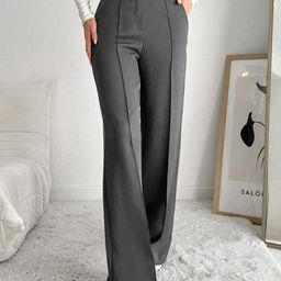Next One Women Smart Straight Fit High-Rise Easy Wash Pleated Trousers-picture-1