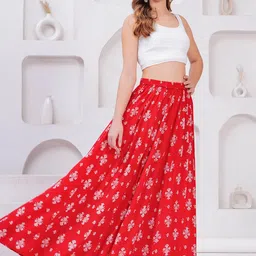 KALINI Printed Flared Maxi Skirt image 4