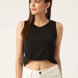 Rue Collection Black Solid Crop Top image 1