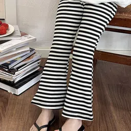 LULU & SKY Girls Striped Flared High-Rise Trouser image 3