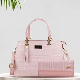 Bellissa Pink PU Structured Handheld Bag-image-1