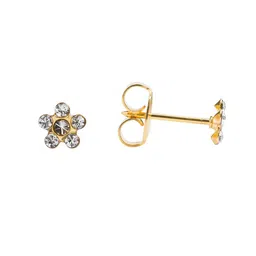 STUDEX Kids Stainless Steel 24K Pure Gold Plated Crystals Studded Floral Shaped Studs image 2