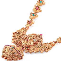 Zaveri Pearls Gold Tone Goddess Temple & Peacock Necklace & Earring Set - ZPFK7691 image 3