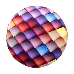 Shadowkart Blue & Red Printed Wooden Round Shaped Pouffes Ottomans image 3