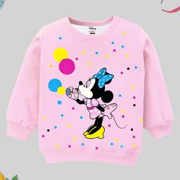 KUCHIPOO Mickey & Friends Featuring Full Sleeves Minnie Mouse Printed Cotton Fleece Sweatshirt - Pink-picture-26