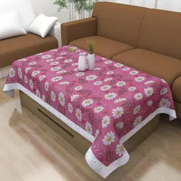 Dakshya Industries PVC Printed Waterproof Rectangle 4 Seater Table Cover - Pink-picture-21