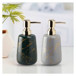 Kookee Ceramic Soap Dispenser liquid handwash pump for Bathroom, Set of 2, Green/Grey (10524) 450 ml-picture-23