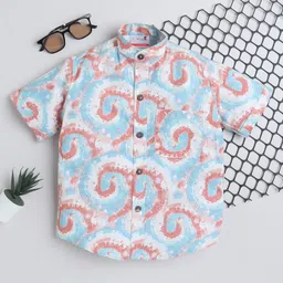 BAATCHEET Cotton Half Sleeves Swirl Tie Dye Shirt - Multi Colour-image-98