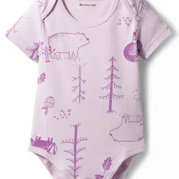 kookie kids india Kookie Kids Interlock Knit Half Sleeves Onesie With Animal Print - Lavender-picture-10