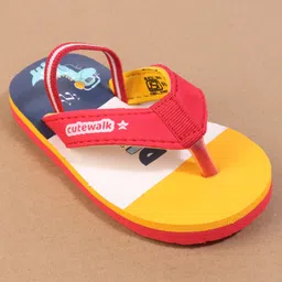 Cute Walk by Babyhug Flip Flops With Dino Print - Yellow image 3