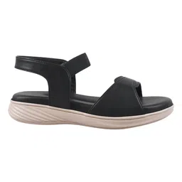Shoetopia Strap Detailed Solid Slip On Sandals - Black image 4