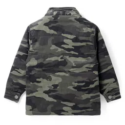 Pine Kids Woven Full Sleeves Hooded Front Open Sweatjacket with Camouflage Design - Olive Green image 4