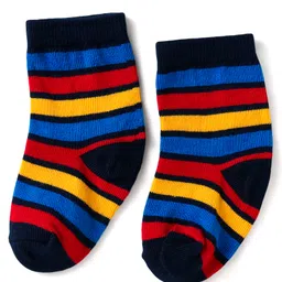 Cute Walk By Babyhug Anti-Bacterial Ankle Length Socks with Stripes & Smiley Design Pack of 3 - Blue & Yellow image 4