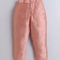 ahhaaaa Boys Ethnic Motifs Embroidered Sequinned Raw Silk Kurta With Trouser And Jacket image 3