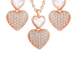 Peora Rose Gold Plated CZ & Synthetic Stone Studded Jewellery Set image 2