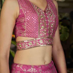 Zeel Clothing Embroidered Sequinned Semi-Stitched Lehenga & Unstitched Blouse With Dupatta image 4