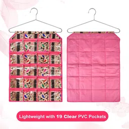 Kuber Industries Pink & Black Self Design Multi Utility Hanging Organiser image 3