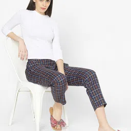 Smarty Pants Women Brown Checked Flared Trousers image 4