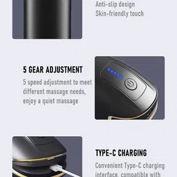 TENS Massage Gun Vibration With 8 Massage Attachments For Full Body - Grey image 2